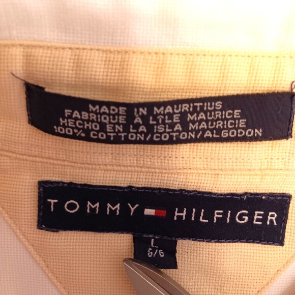 Vtg Tommy Hilfiger Shirt Men L  White Button Up Long Sleeve Pockets Preppy Y2K - Picture 12 of 12